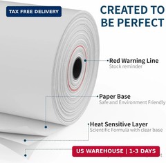 (10 Rolls) NefLaca Thermal Receipt Paper 3 1/8 x 230, 10 Rolls Receipt Paper POS