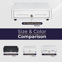 Volcora 13″ Cash Register Drawer POS System w/ Round Corner, 4 Bill/5 Coin