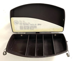 CASH CADDY Brown Plastic Money Cash Coin Waitstaff TRAY Carrier HINGE LID VTG