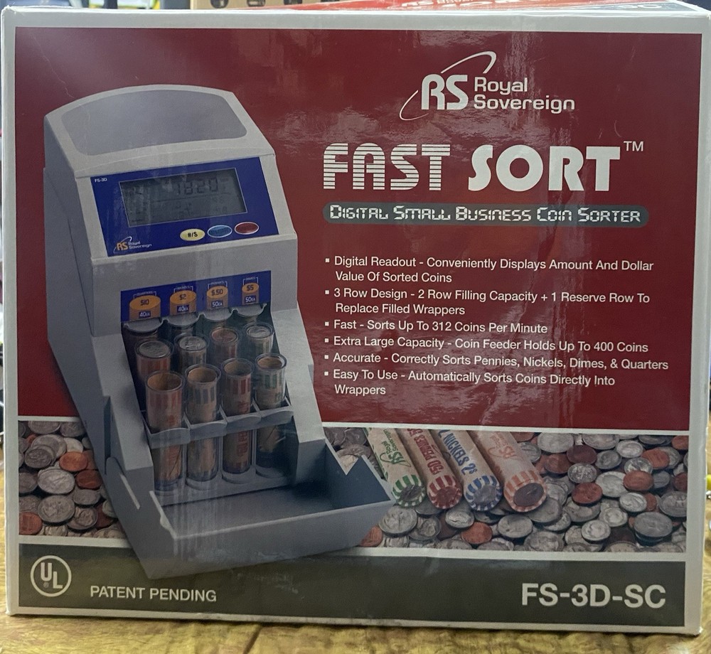 Royal Sovereign Fast Coin Sort Model FS-3D-SC Digital Small Business New