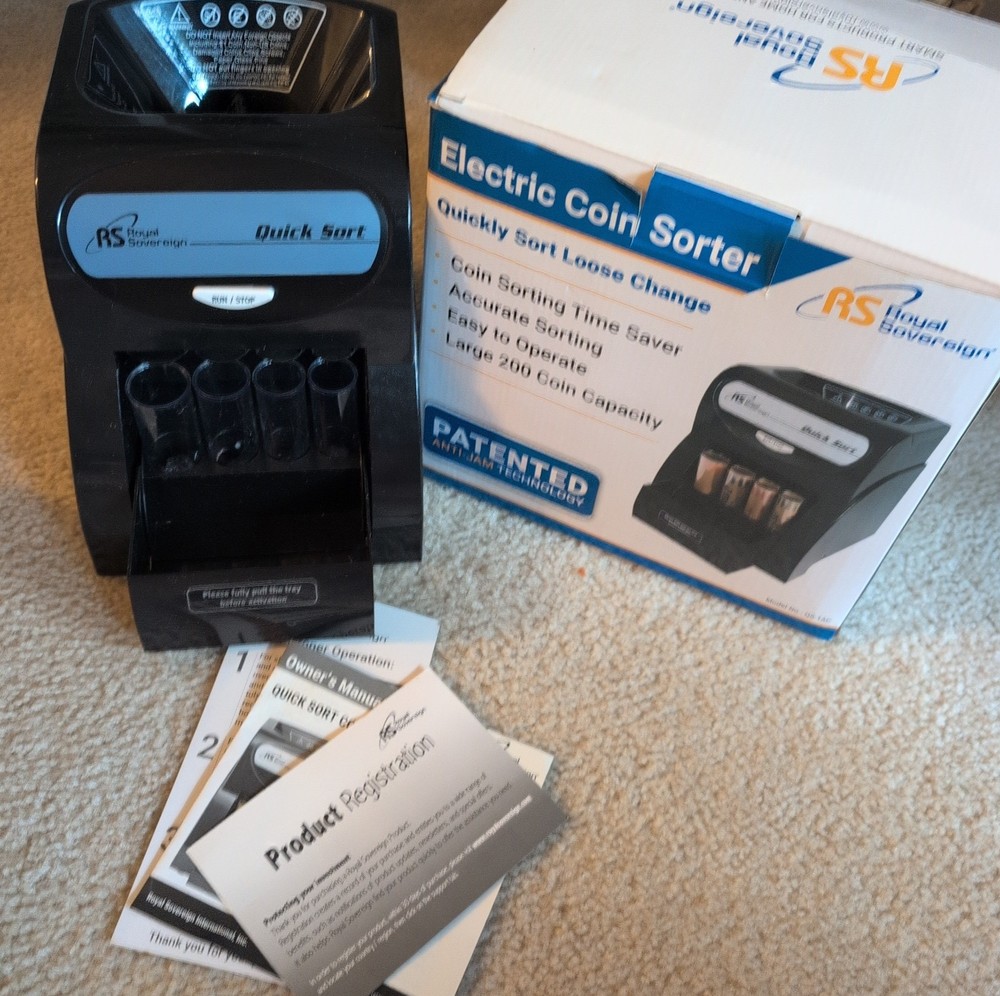 Royal Sovereign QS-1AC Quick Sort Coin Sorter Counter Machine Tested Works