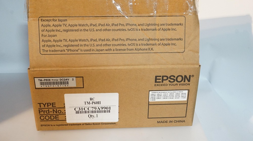 EPSON MOBILINK TM-P60II PORTABLE WIRELESS BLUETOOTH THERMAL RECEIPT POS PRINTER