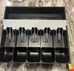Cash Register Drawer Tray Insert, Metal & Plastic Holder 5 Bill Compartment