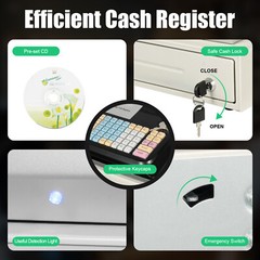 Electronic Cash Register POS System LED Display For Retail W/ Drawer 48 Keys US