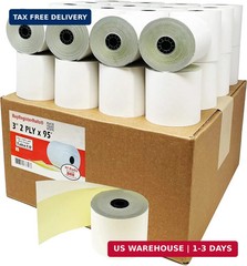 (32 Rolls) 2 Ply Carbonless Rolls 3″ X 95 Feet White/Yellow Receipt Paper POS Ca