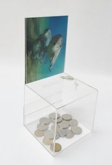 Returned Item Small Acrylic Plexiglass Clear Donation Tip Offering Charity