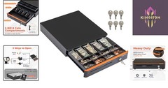 Compact Cash Drawer with Key Lock – 16″ Metal Money Drawer for Safeguarding Cash