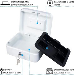 Water-Resistant Medium Cash Box with Key – Ideal for Business & Personal Use