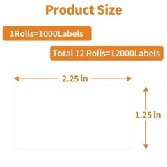 MFLABEL 12 Rolls of 1000 2-1/4 x 1-1/4 Inch Direct Thermal Perforated Shippin…