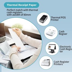 POS Receipt Printer Paper – 3-1/8″ x 230ft, 10 Rolls