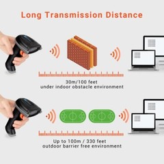 2PCS Tera Barcode Scanner Wireless 1D Versatile 2in1 2.4Ghz Wireless + USB 2.0