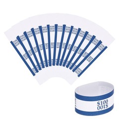 50 Pack Money Band 100 Dollar Money Bill Wrapper Self-Adhesive Bill Band Blue