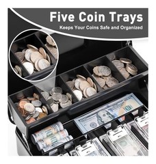 KYODOLED Locking Cash/Money Saving Organizer Box with Lock Safe with Key and Cas