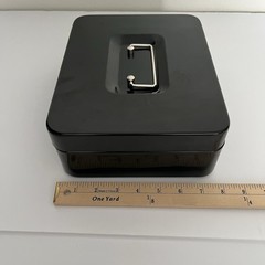 Black Cash Box with Money Tray Large 9.8×7.9×3.5 Inches Combination Lock