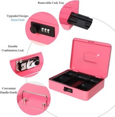 Pink Metal Cash Box with Combination Lock – Safety and Style Combined