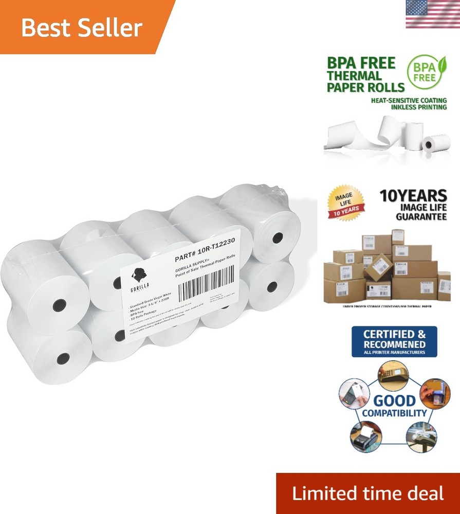 55gsm 3 1/8 x 230 Thermal Paper Receipt Roll Clover Station Solo Duo TM-T88 T…