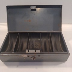 Asco Vintage Lock Box Moldmaster Cash Till Portable 10x5x3 NO KEY Gray Metal
