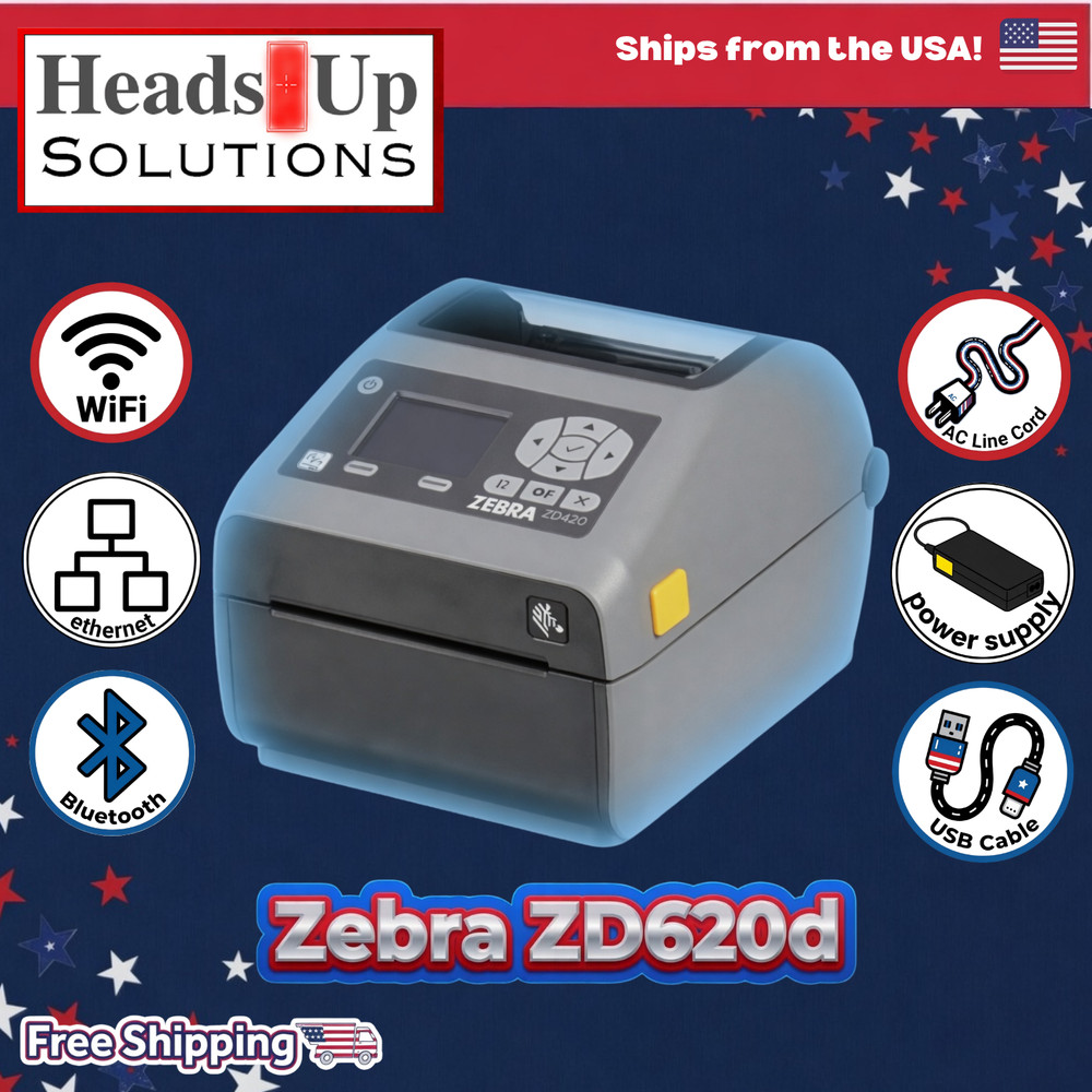 Zebra ZD620d Label Printer Kit | USB | Ethernet | WiFi | BT | Working!! ⭐️🇺🇸⭐