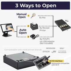 13″ Electronic Cash Register Drawer for Point of Sale (POS) System with 4 Bill 5