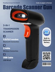 Handhold Wireless Code Scanner Bluetooth USB QR Code Reader for Store Warehouse