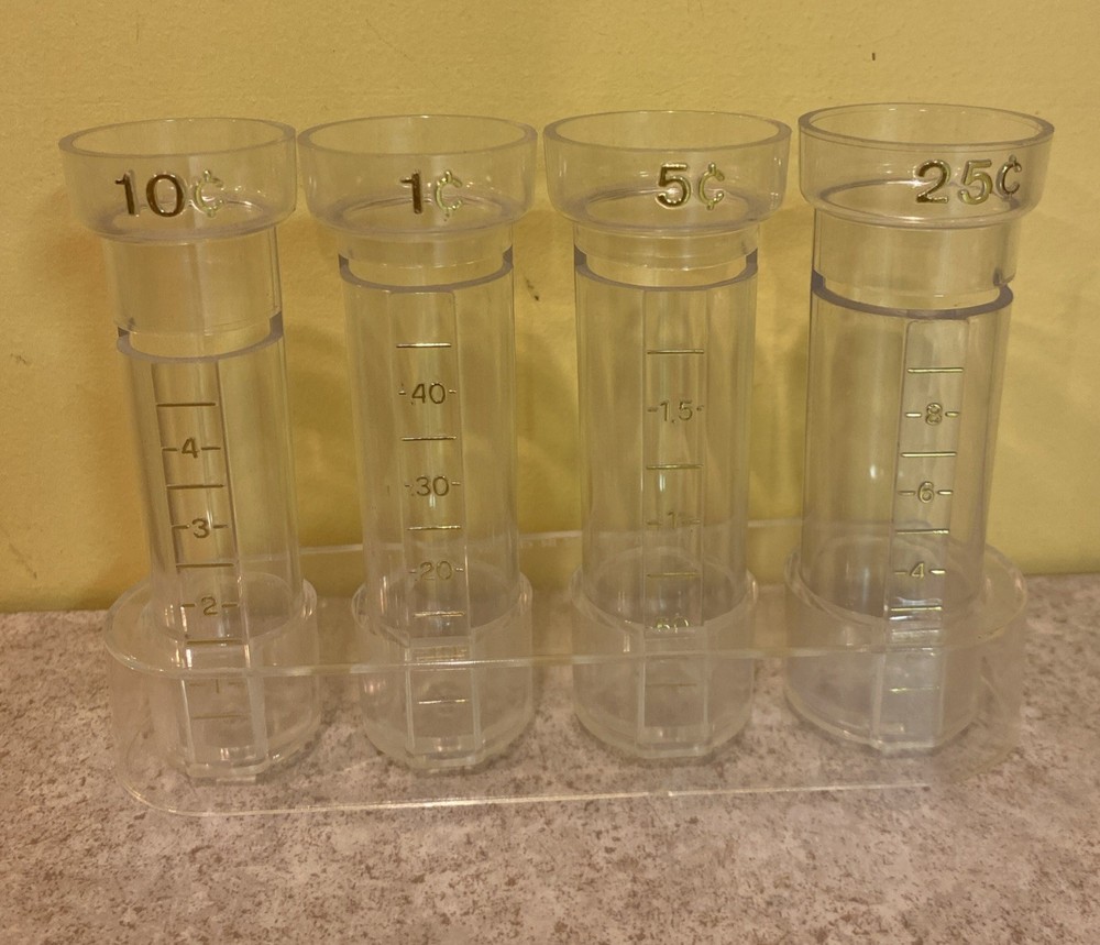 Vintage Clear Plastic Coin Counter Set J.S. New York China