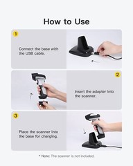 Inateck 2D Wireless Bluetooth Barcode Scanner With Charging Base BCST-73+BS04001