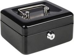 Cash Box with Money Tray, Small Money Box with Key Lock, 6″ x 4 4/5″ x 3″, Black