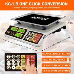 BYDIZ Digital Commercial Price Computing Scale 88lb/40kg, Dual LCD Displays