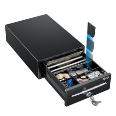 Cash Register Drawer 8″ Mini 4 Bill 6 Coin Small Cash Drawer Auto Open with M…