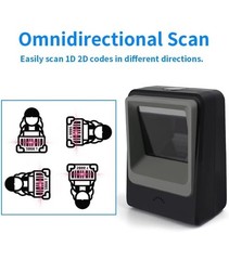 Handsfree 2D 1D Omnidirectional Barcode Scanner Black. SCANNER ONLY