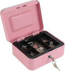 Secure Medium Pink Cash Box with Key Lock and Coin Organizer – 7.87″ x 6.30″