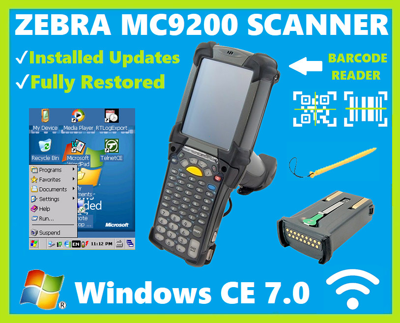 Zebra MC92N0-GL0SYEYA6WR 2D/1D/QR Barcode Scanner, Windows CE 7.0, Battery!🔥⭐
