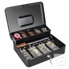 Cash Box with Money Tray and Key Lock, Saving Lock Box with Money Tray Storage