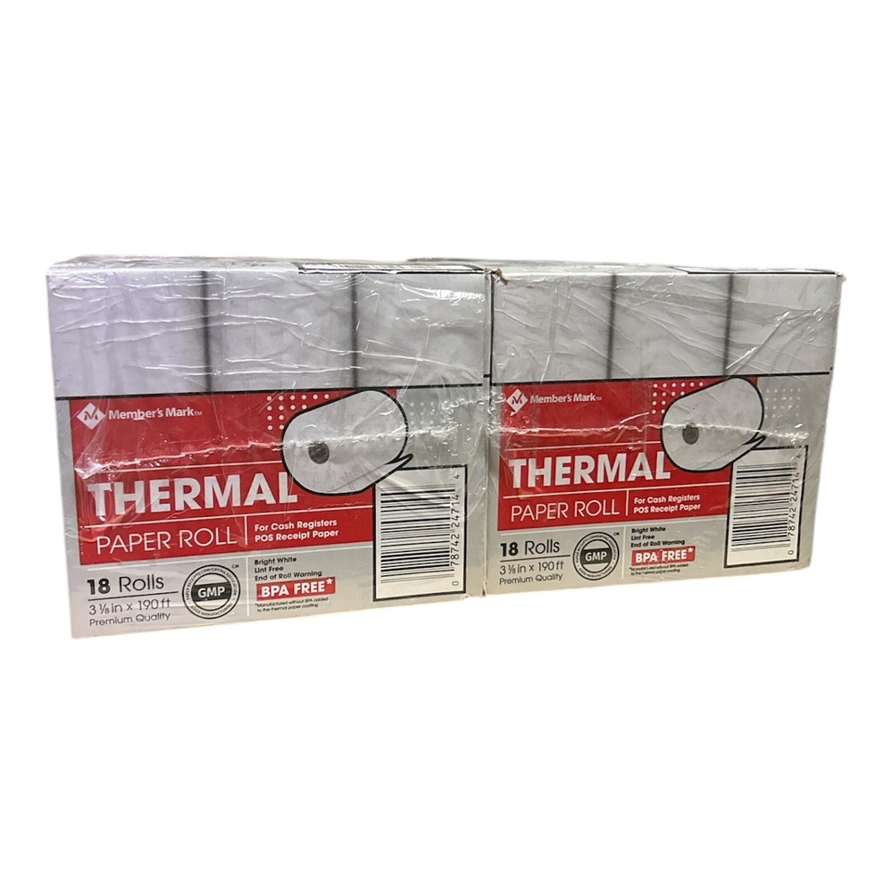 Member’s Mark 36-Rolls 3 1/8″ x 190′ Bright White BPA Free Thermal Paper Rolls