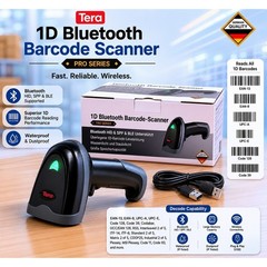 Tera Pro Series 1D Bluetooth Barcode Scanner Wireless Handheld L0013B Black