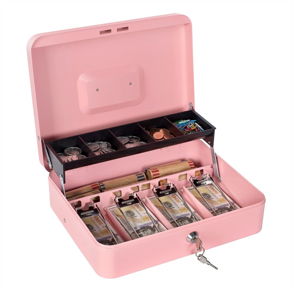 Cash Box with Money Tray and Lock – Ideal Money Box for Cash Management Metal…