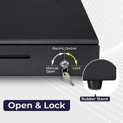 Cash Register Drawer 16″ POS System Bill Coin Slot Money Box RJ11/RJ12 Key Lock