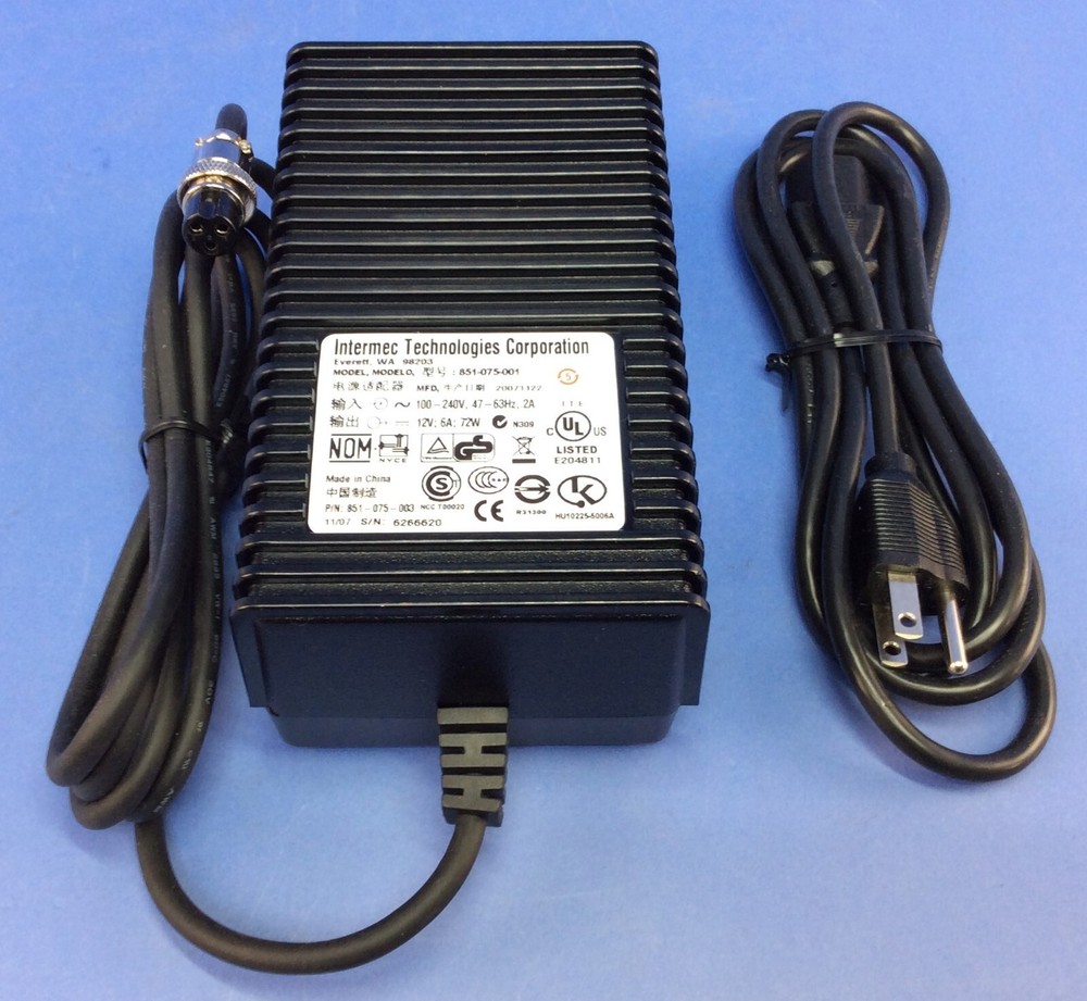 Intermec CV60 AC Wall Charging Kit 12V, 6A, 72W Barcode PN: 851-075-001