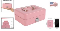 Essential Mini Cash Box for Kids – 4.92″ x 3.74″ x 2.36″, Pink | Secure Storage