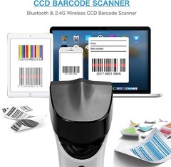 Wireless Bluetooth 1D Barcode Scanner Hands Free CCD Barcode Reader USB Charging