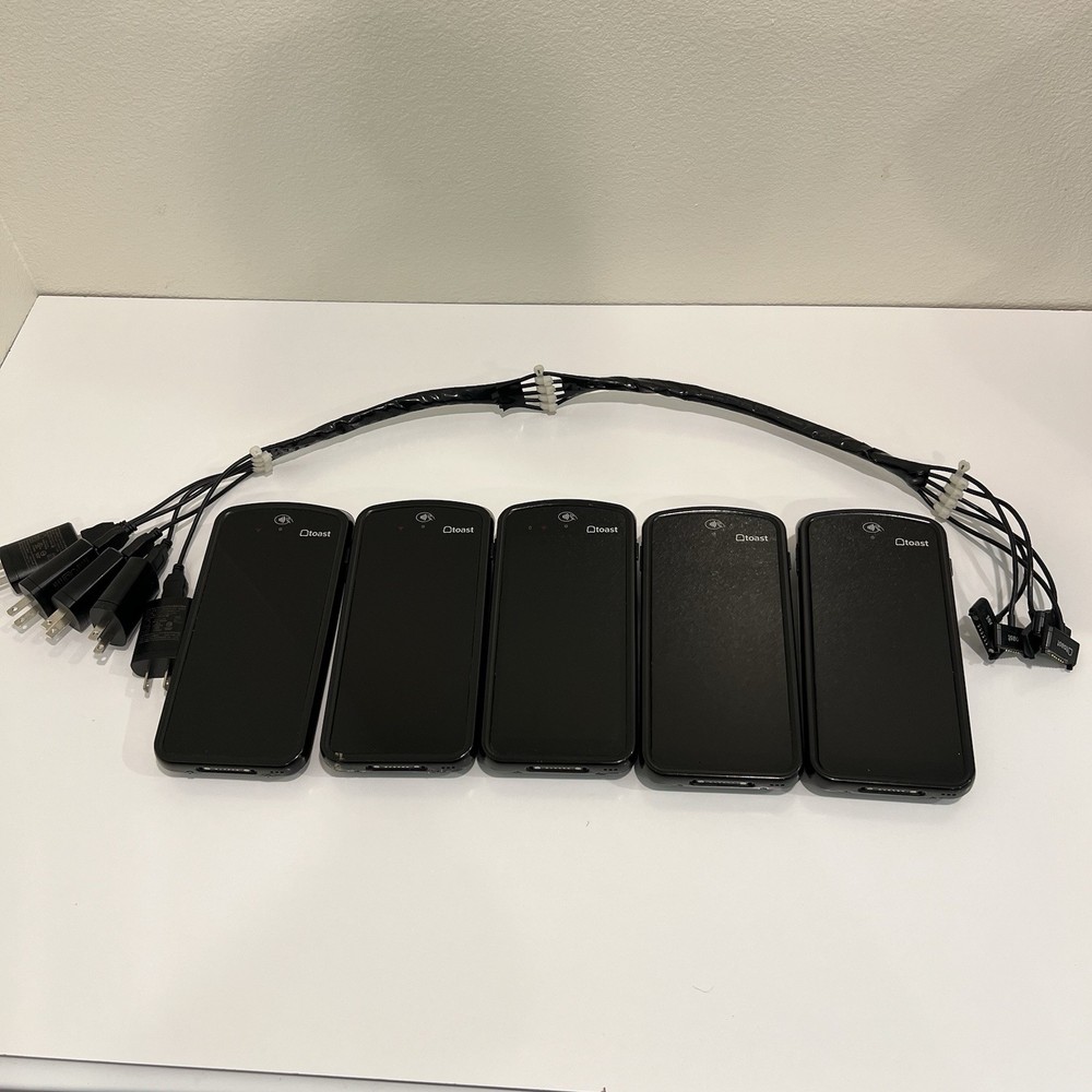 Lot of 5 Toast Go 2 Handheld POS Tablets TG200 with Individual Chargers