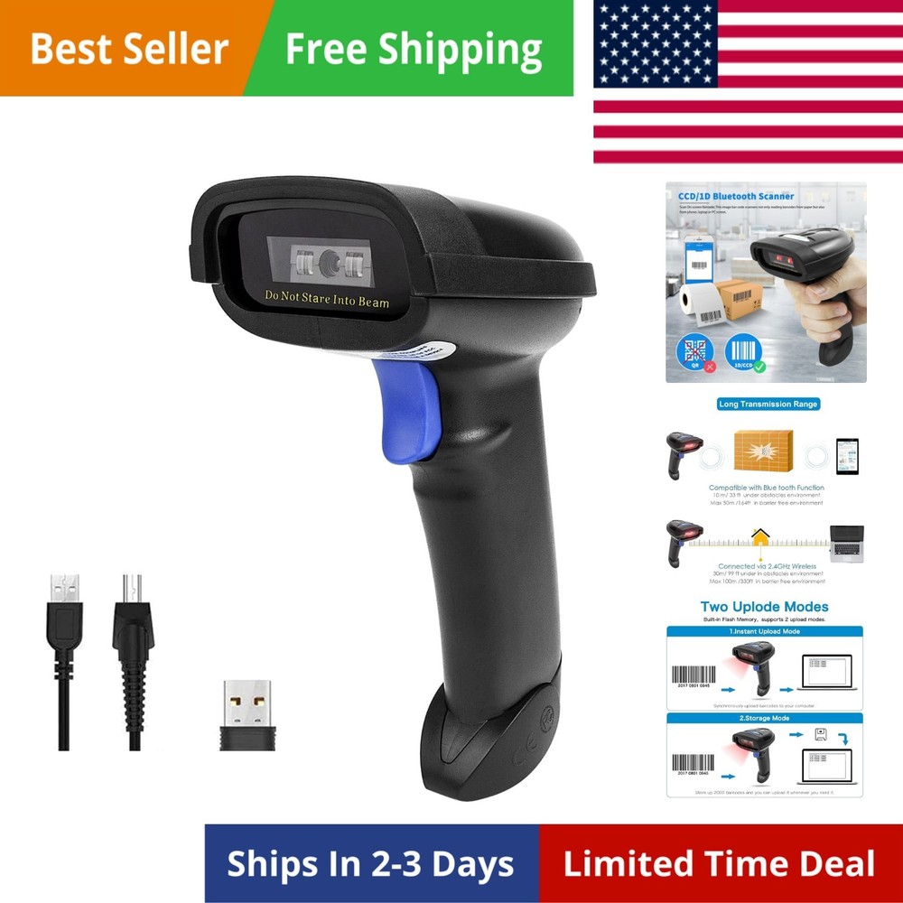 Bluetooth Barcode Scanner, Compatible with 2.4G Wireless & Bluetooth Function…