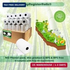Phenol Free Thermal Paper 3 1/8″ x 230′ ft (Also BPA & BPS Free – 50 Rolls) Clim