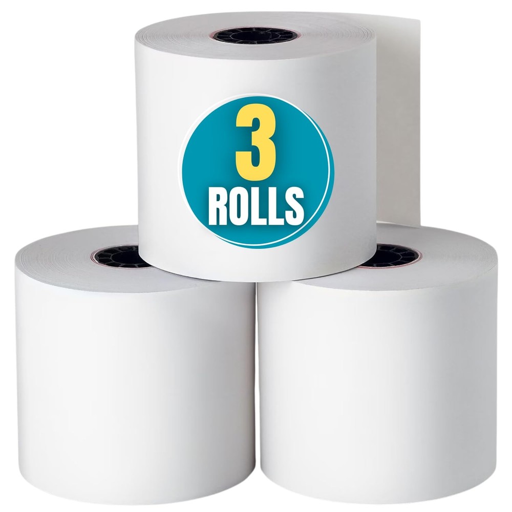 Adding Machine/Calculator Roll, 16 lb, 1/2″ Core, 2-1/4″ x 150 ft, White (3)