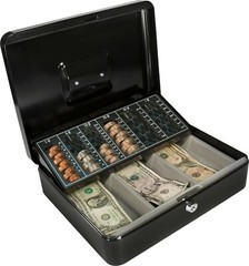 BARSKA Steel Cash Box Safe with Key Lock and Removable Tray in Black CB11790