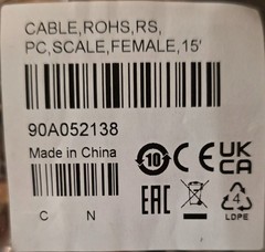 Datalogic 90A052138 9800i Cable, RS-232, PC Scale, Female, 15 ft