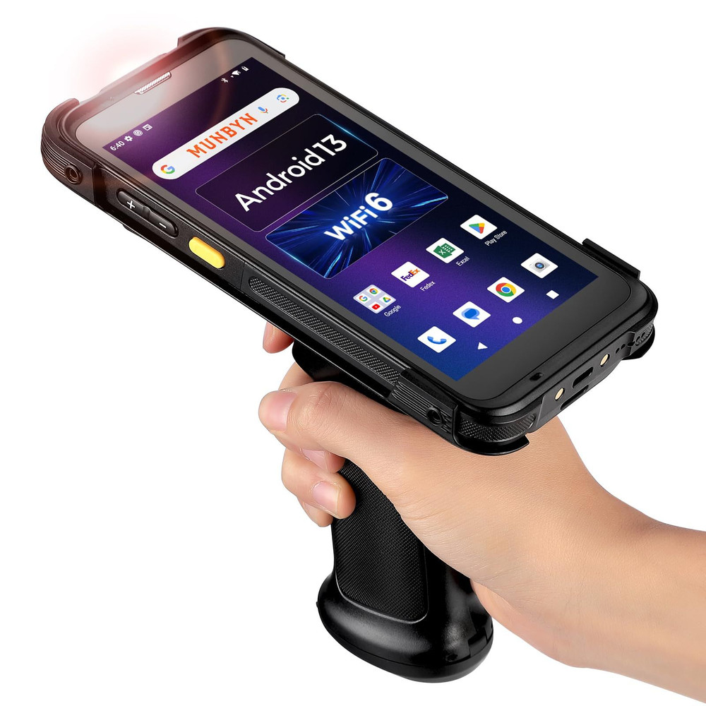 MUNBYN IPDA101P Upgraded Android 13 Barcode Scanner with Pistol Grip, Black