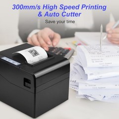 Thermal Receipt Printer 80mm Desktop Direct Thermal Printing USB Connection KHWZ