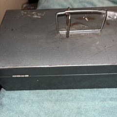 Vintage Metal Steel Money Cash Lock Locking Box Merriam Now Cash Box No Key