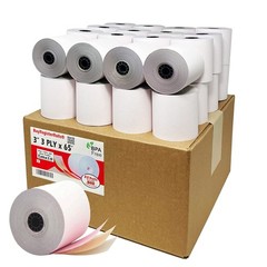 Pack of 32 Carbonless Kitchen Paper Rolls White Yellow Pink 3 Ply 3 Inch